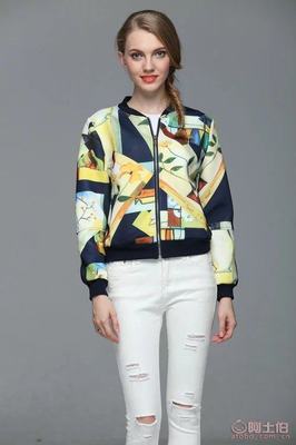 【廠家直銷2016秋冬爆款歐美印花棒球服外套女裝批發(fā)Y12】常熟市服裝城悅衣服飾商行 - 產(chǎn)品庫